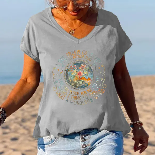 I See Trees Of Green Red Roses Too Printed Women's T-shirt