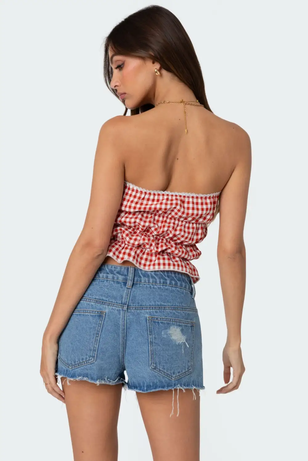 Lanna Gingham Elastic Scrunch Top