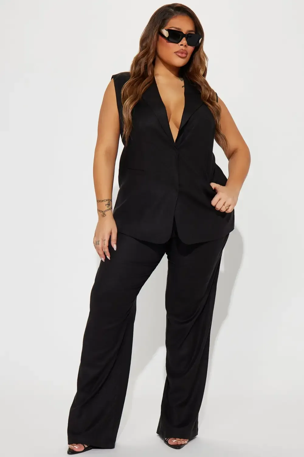 Only Necessary Vest Pant Set - Black
