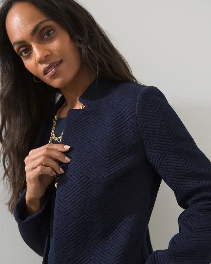 Chevron Jacquard Boyfriend Blazer Shortbread