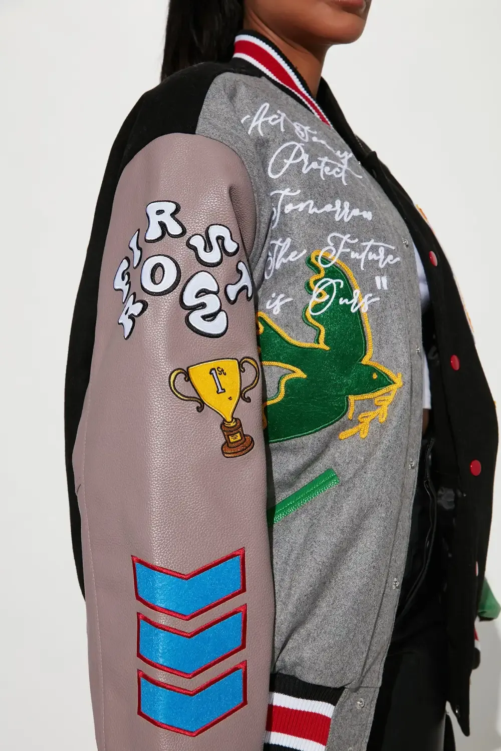 Bright Future Varsity Jacket - Black/combo