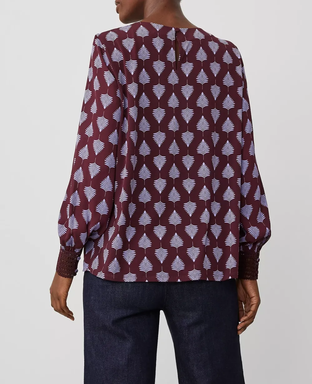 Petite Pleat Neck Lace Cuff Top