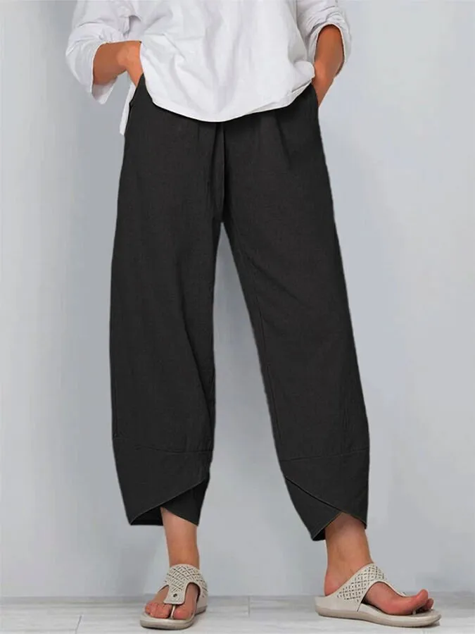 Elastic Waist Cotton Linen Loose Casual Pants