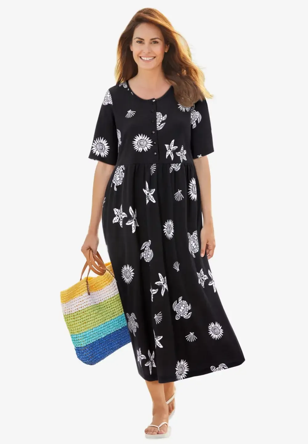 Stamped Empire Waist Dress