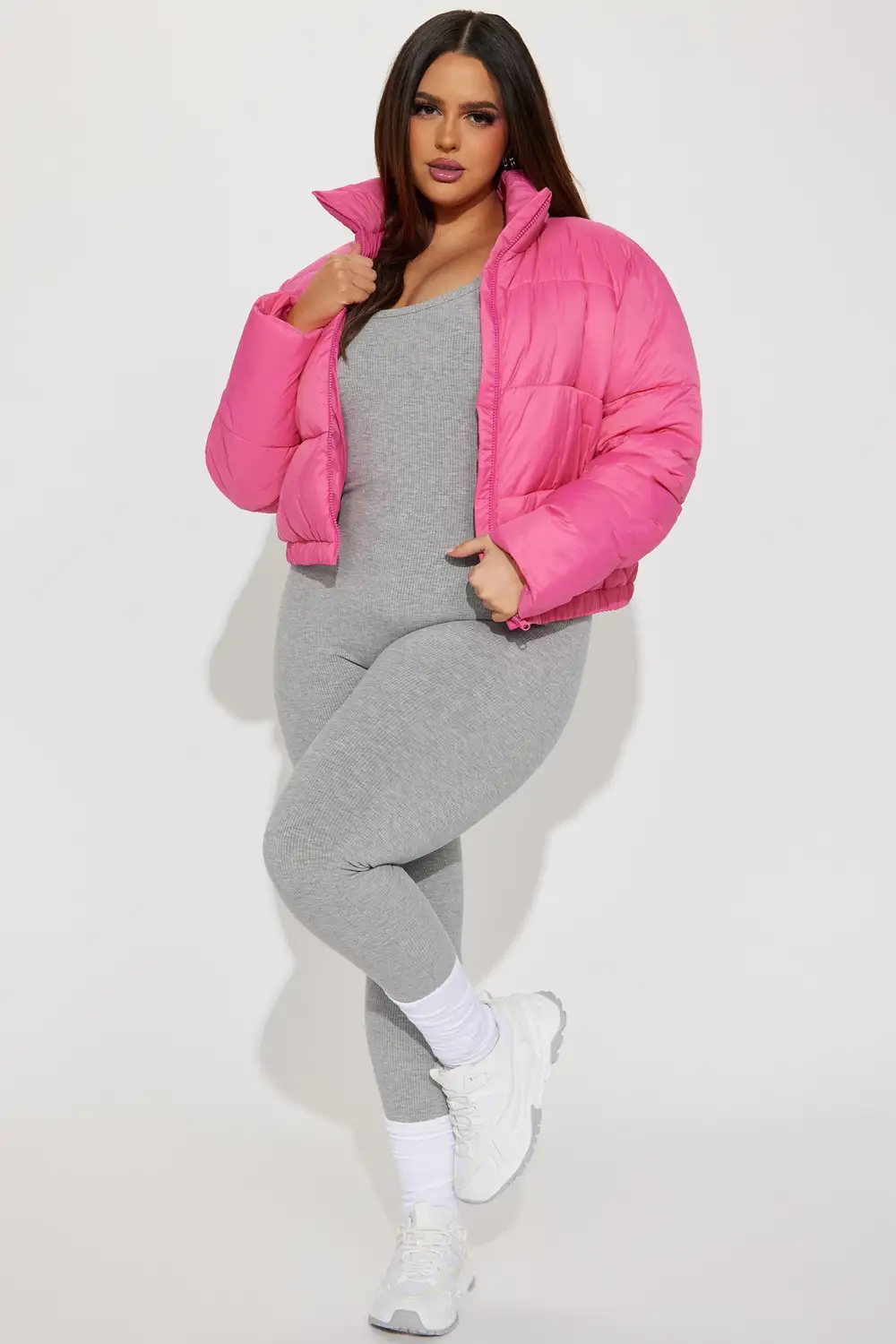 Name Your Game Puffer Coat - Pink