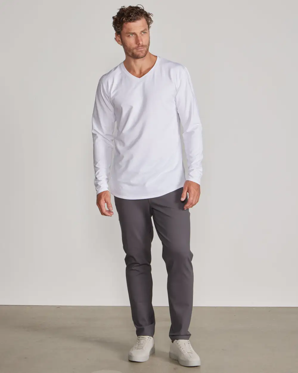 V-Neck Long Sleeve Drop-Cut: Lux