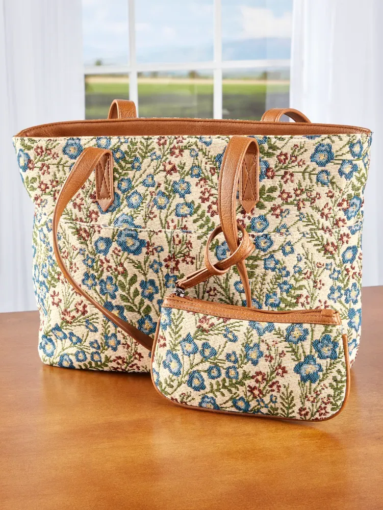Garden Party Tote Bag and Wristlet