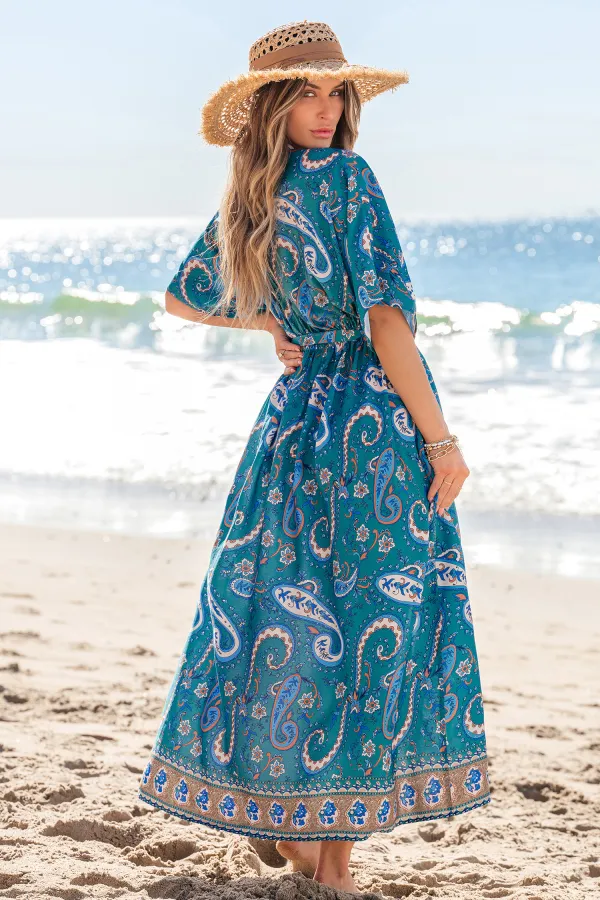 Beach Goddess Paisley Cover-Up Maxi Dress