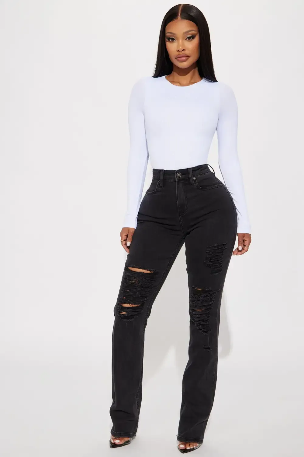 Ma Cherie Slim Straight Jeans - Black Wash