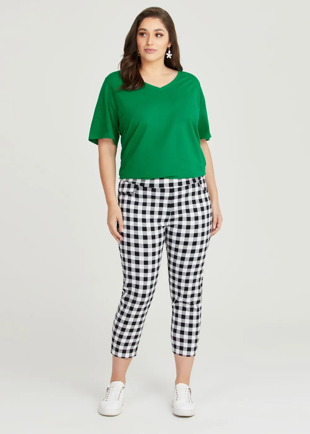 Stretch Gingham Capri Pant