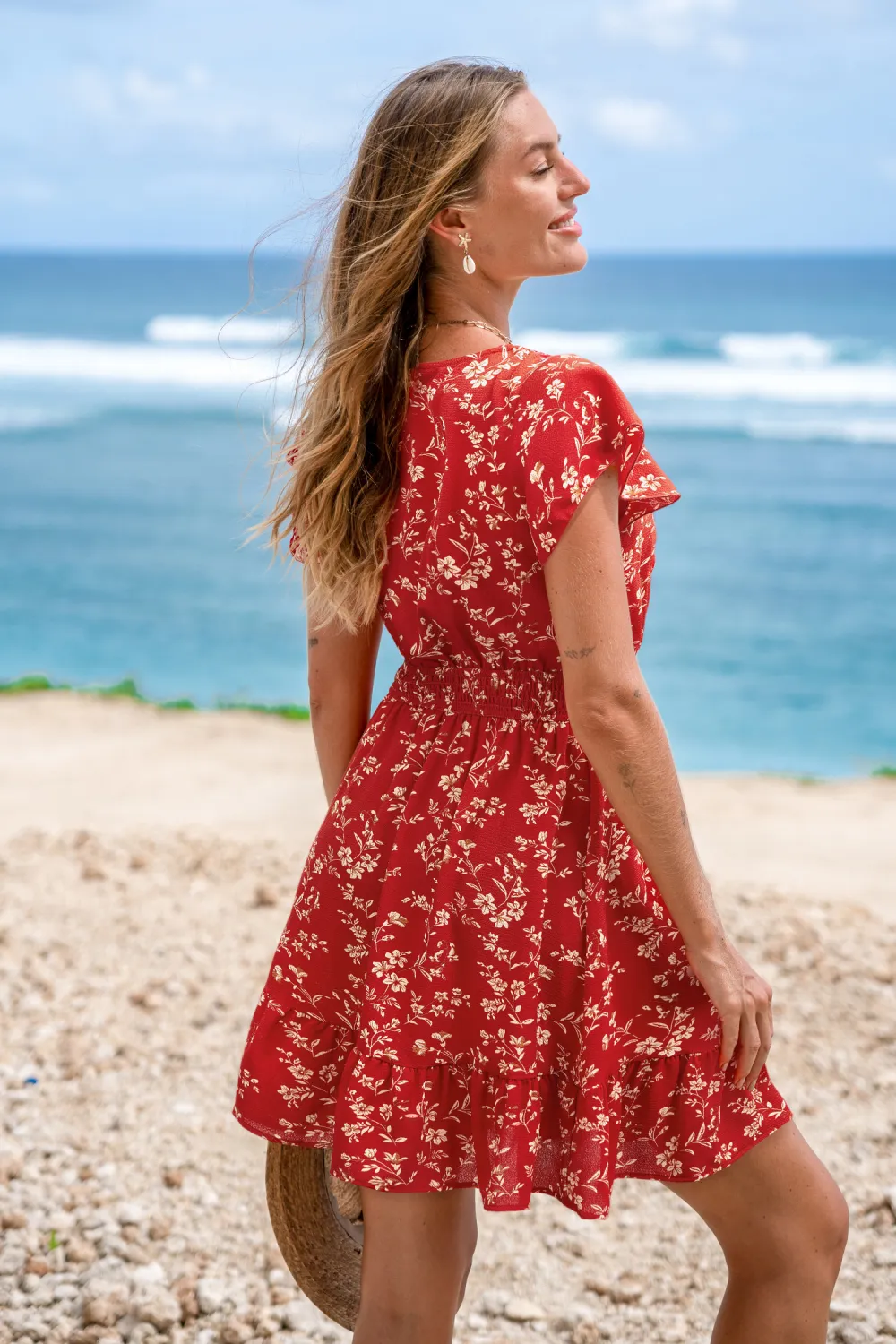 Crimson Petals Floral Mini Dress