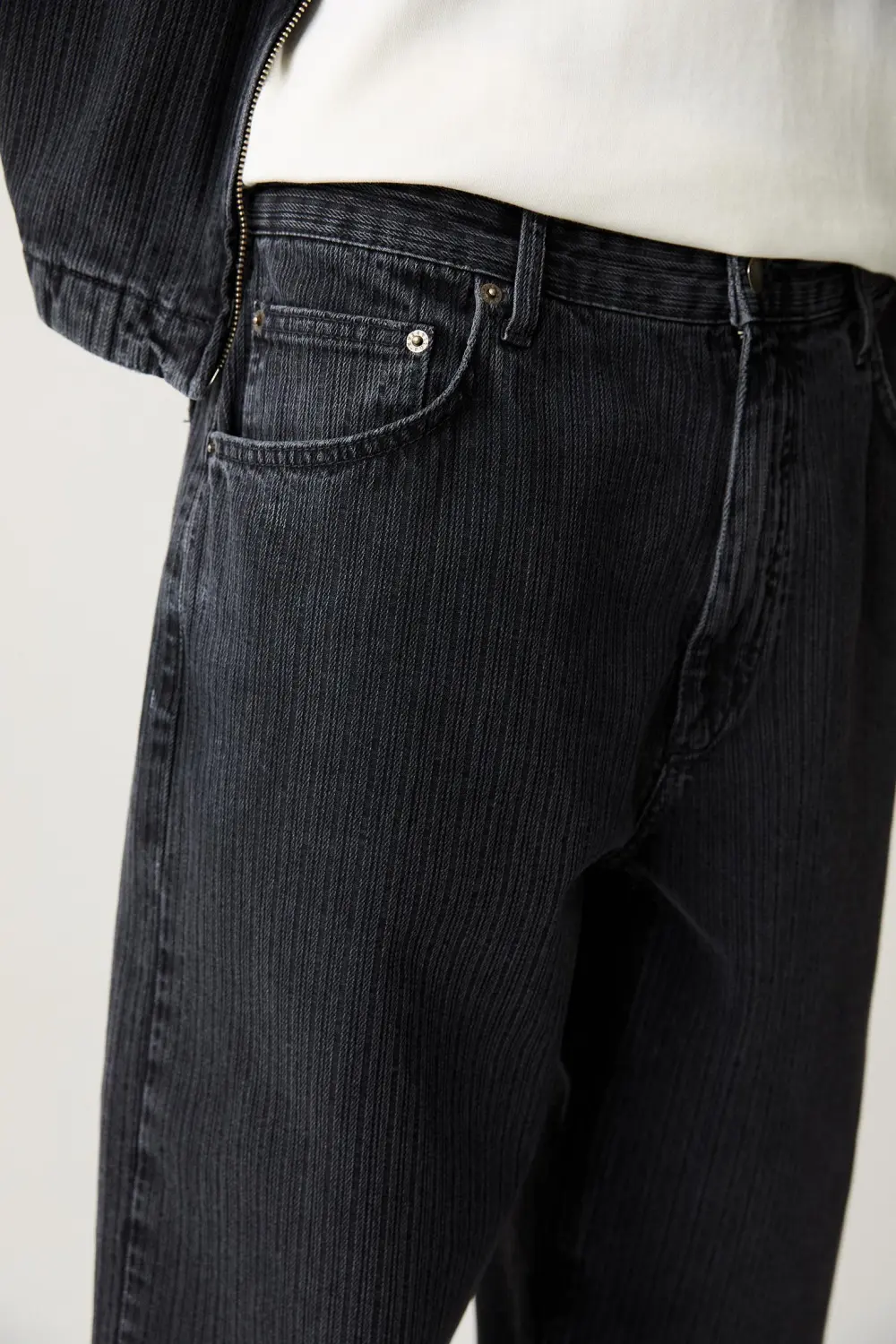 Textured wide leg jeans