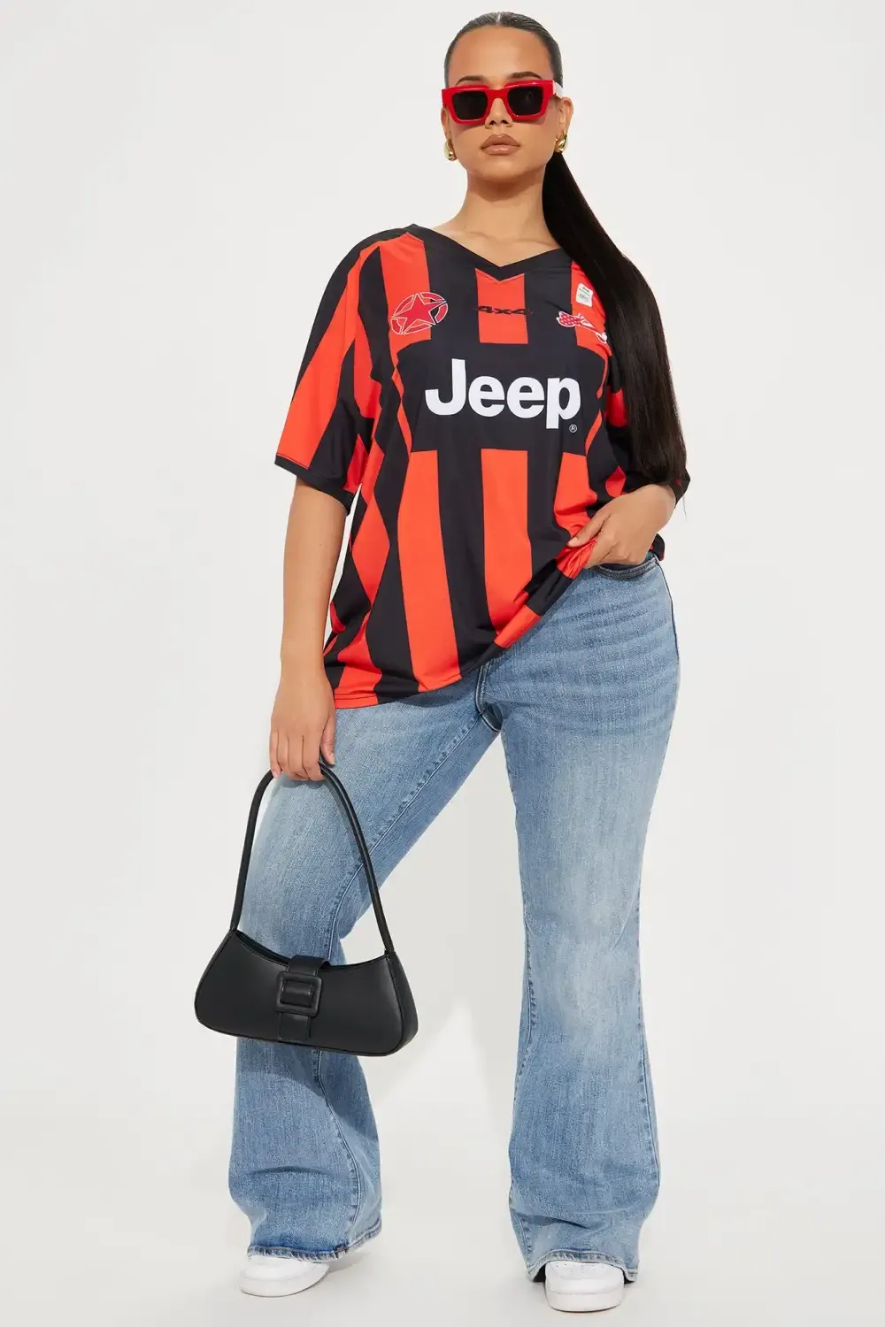 Jeep Wrangler Striped Jersey Tee - Red/Black