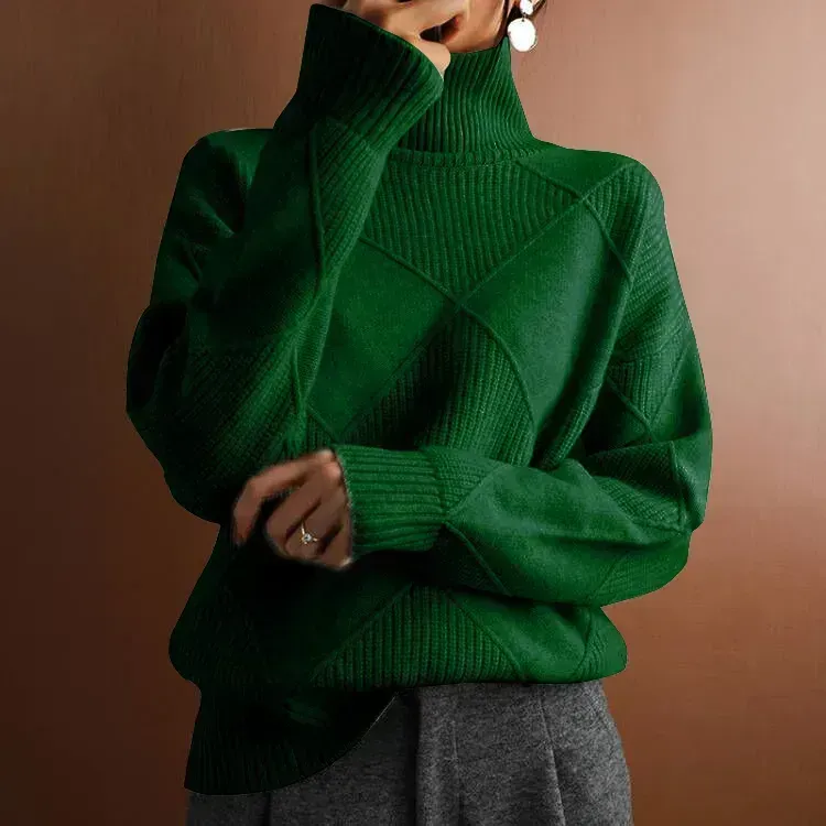Turtleneck loose lozenge long-sleeved winter sweater