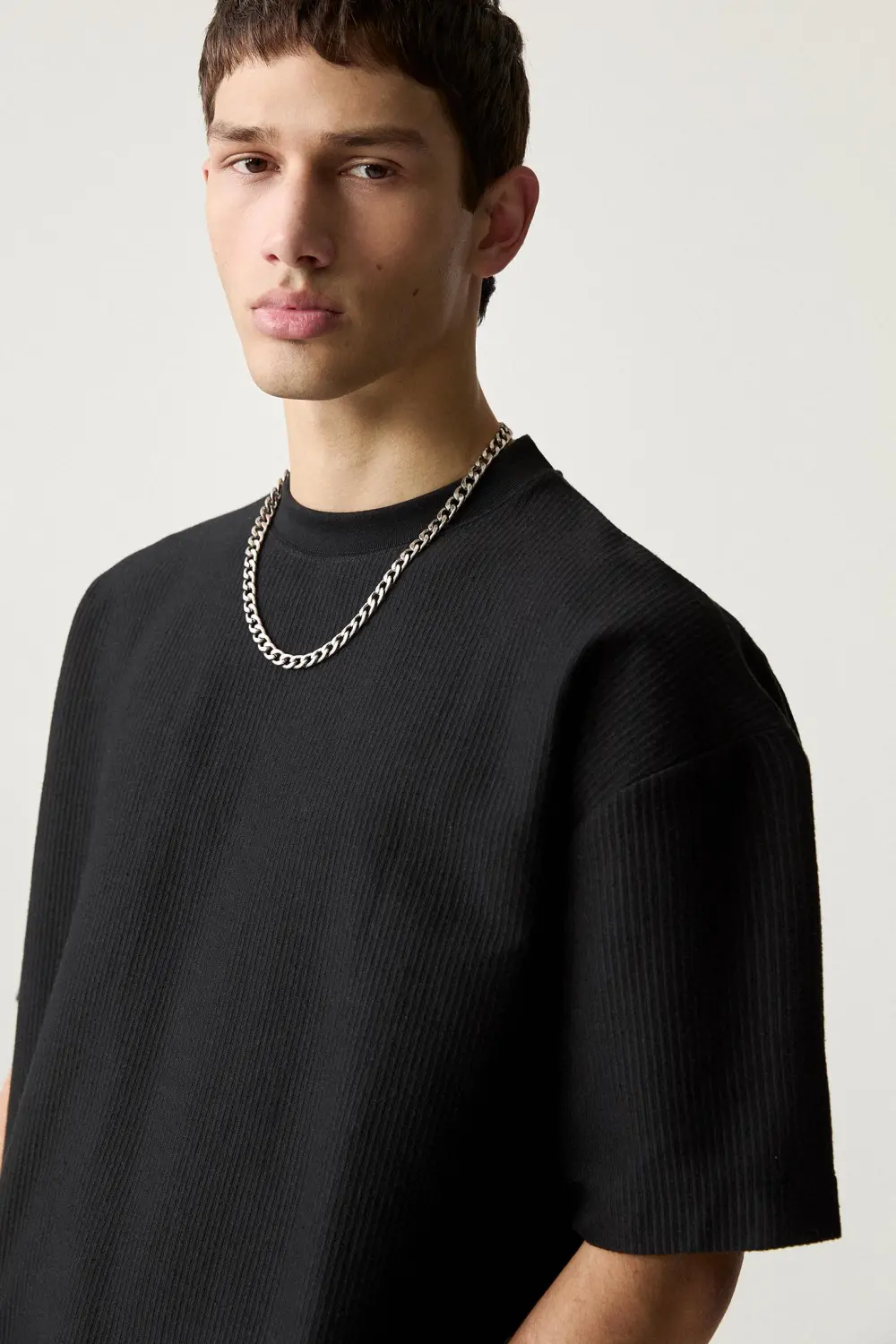 Textured short sleeve sweatshirt