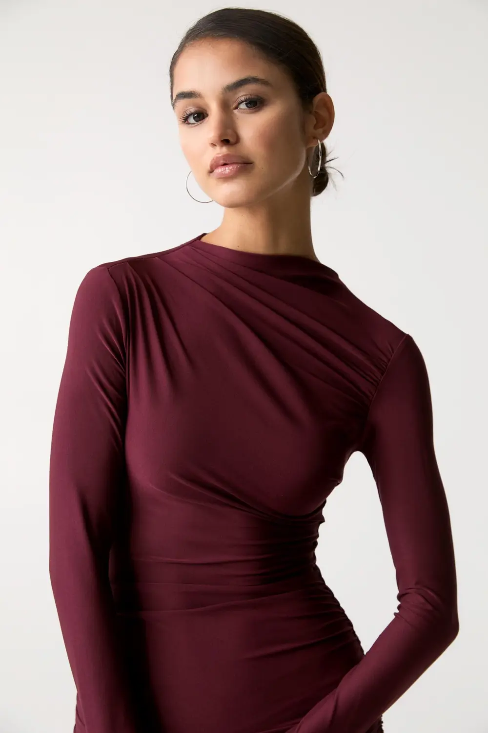 Vestido midi frunces