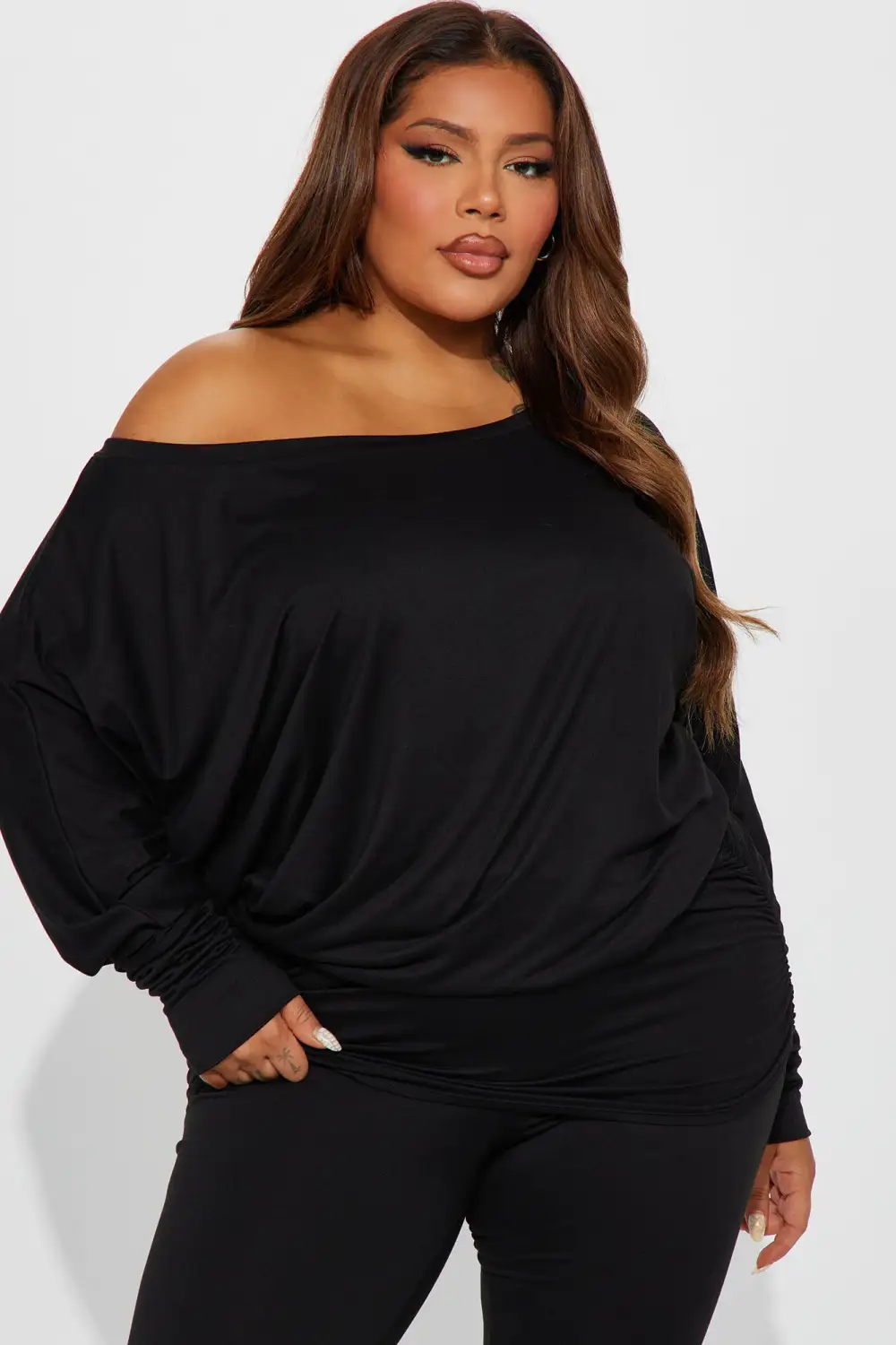 Camila Off Shoulder Legging Set - Black