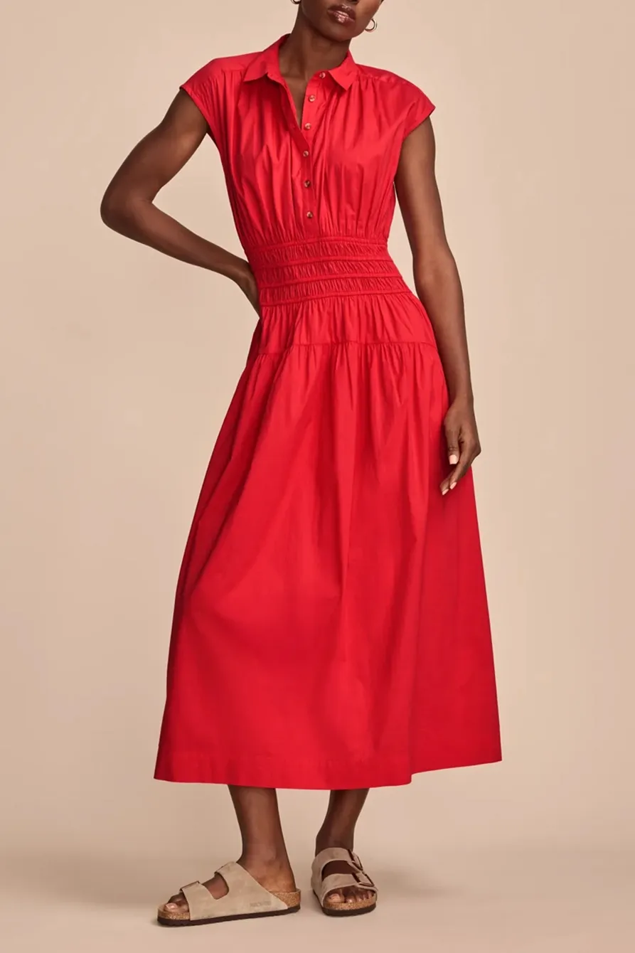 Lollipop Smocked Dropped Waist Midi Dress