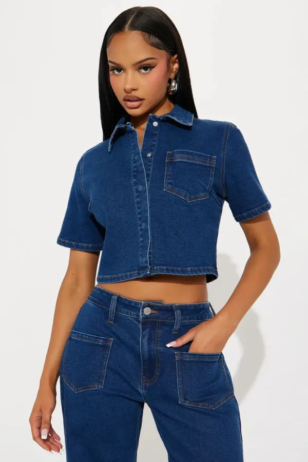 Nola Denim Pant Set - Dark Wash