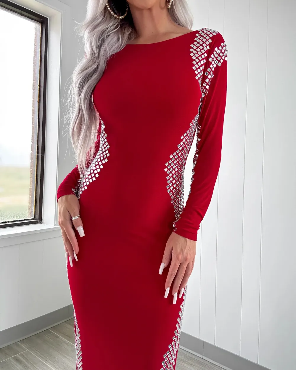Charm Mirrored Maxi Dress - Red