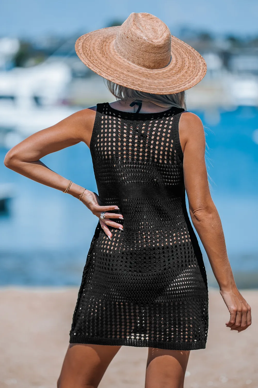 V for Vacay Blue Cover-Up Mini Dress