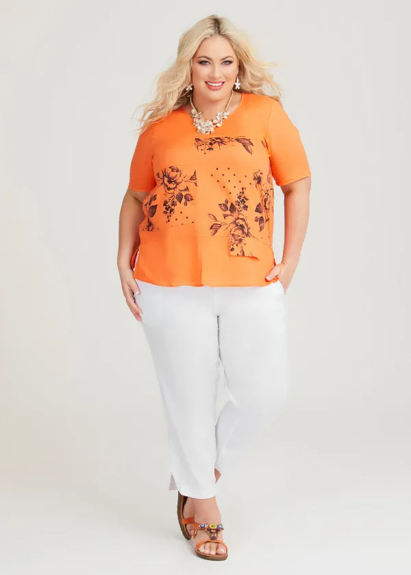 Linen Blend Spliced Top