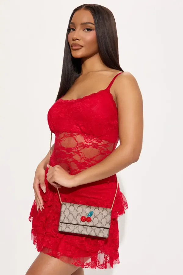 Cherry On Top Crossbody Handbag - Brown Combo