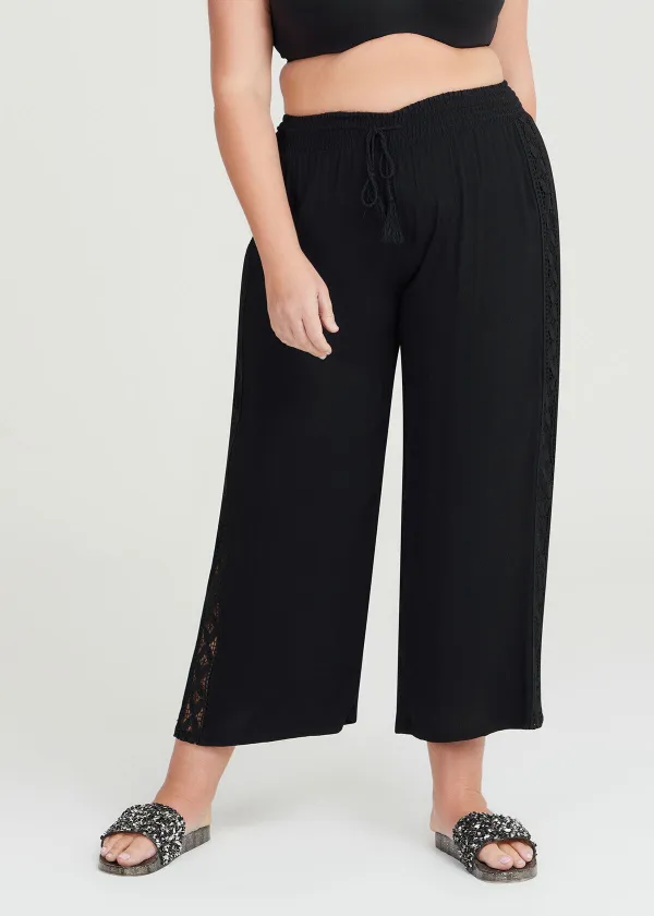 Lace Trim Pull On Pant