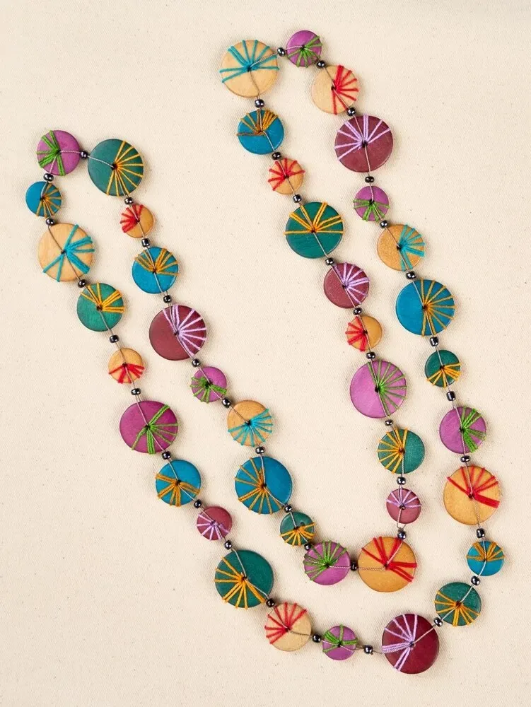 Colorful Wood Button Necklace