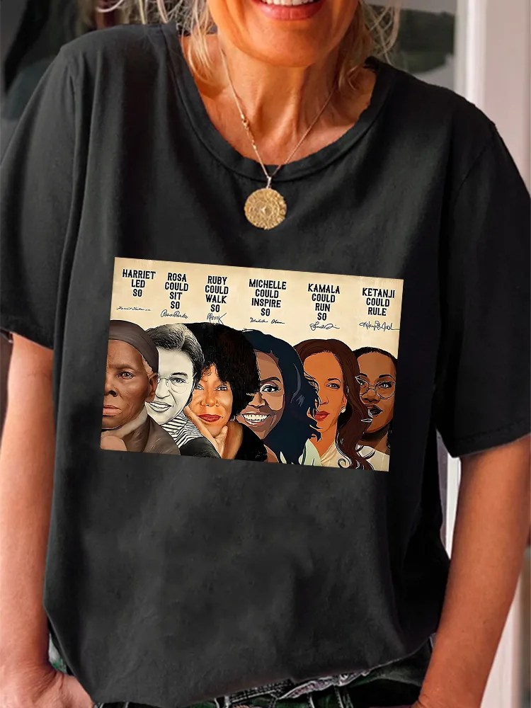Women'S Harriet Led So Rosa Could Sit So Ruby Could Walk So Michelle Could Inspire So Kamala Could Run So Ketanji Could Rule Round-Neck Short-Sleeved T-Shirt