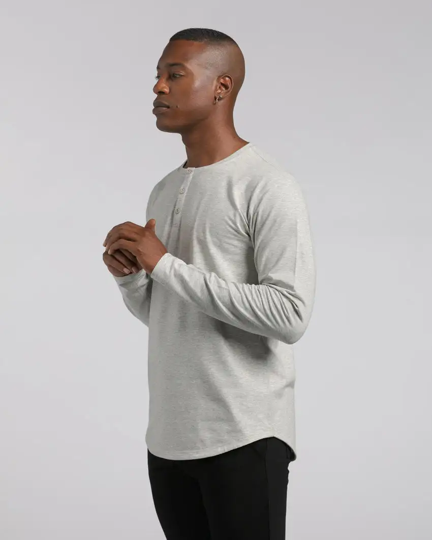 Henley Drop-Cut Long Sleeve: Lux