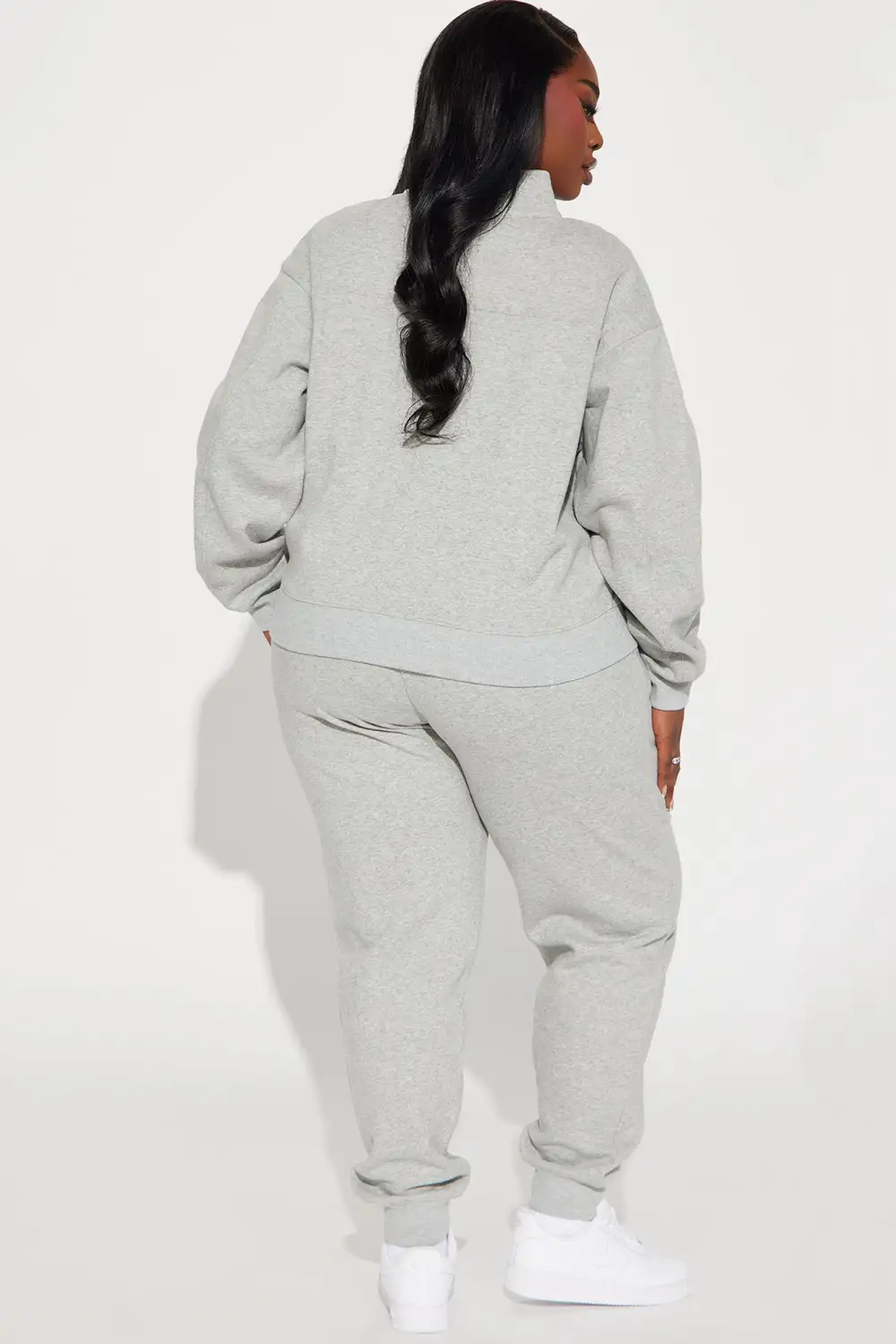 On My Own Half Zip Sweatsuit - Heather Grey