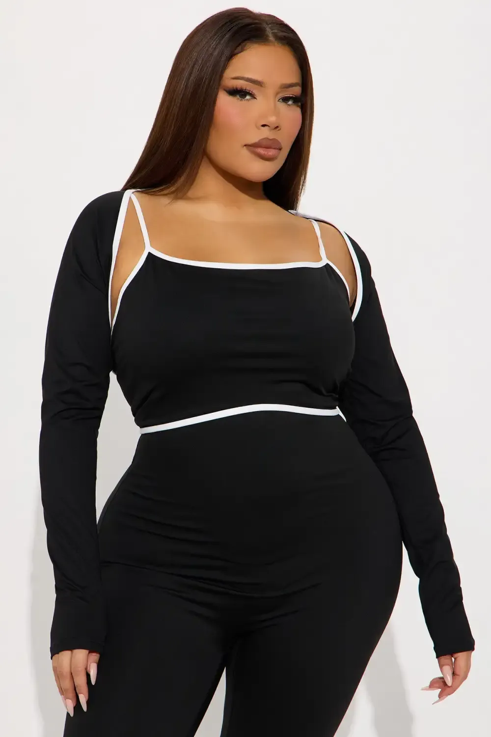 Heidi 2 Piece Bolero Active Jumpsuit - Black