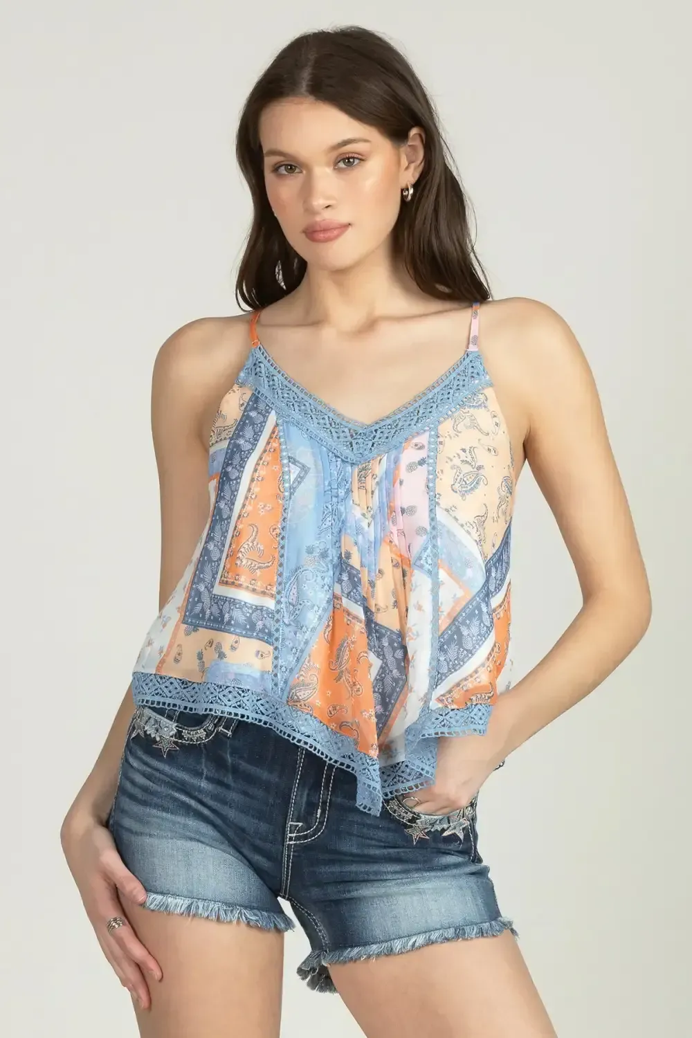 Mixed Paisley Handkerchief Top