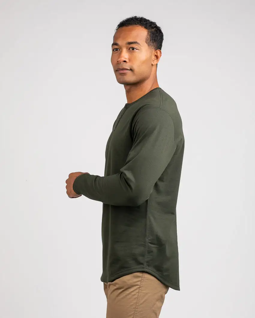 Henley Drop-Cut Long Sleeve: Bylt Signature