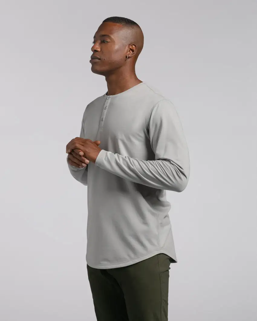 Henley Drop-Cut Long Sleeve: Lux