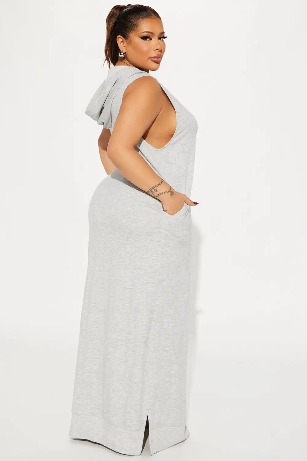 Azalea French Terry Maxi Dress - Heather Grey