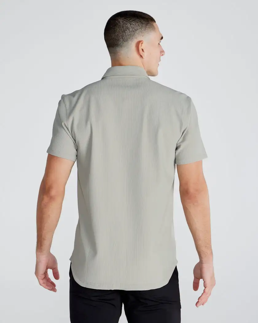Ribbed+ Short Sleeve Button Down