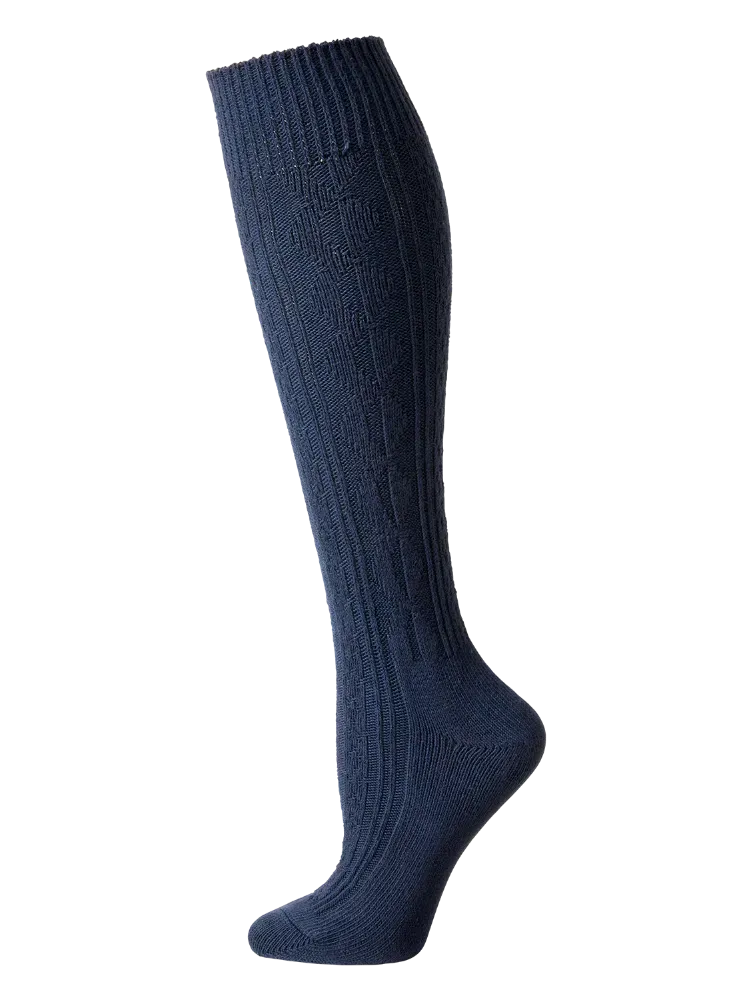 Women's Cable-Knit Cotton Knee Socks