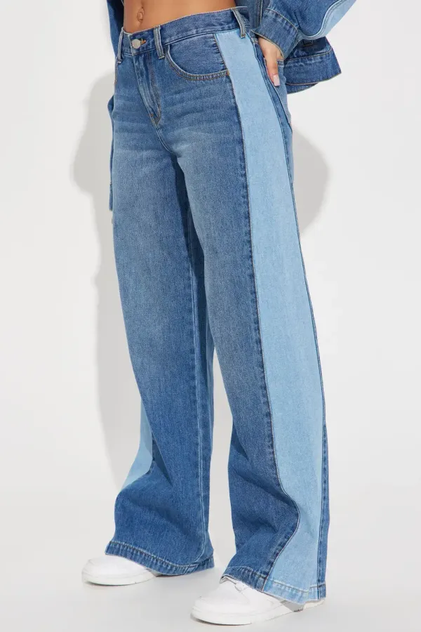 Double Down Wide Leg Jeans - Medium Wash