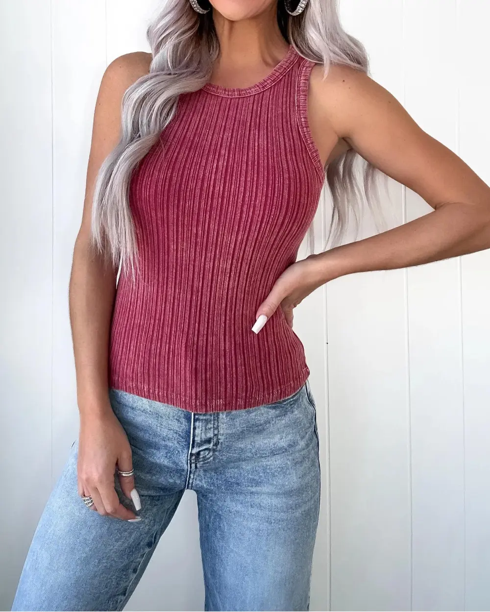 Ribbed Tank - Burgundy