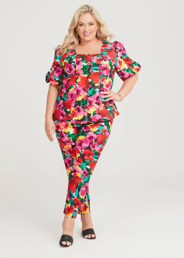 Petunia Floral Linen Jacket