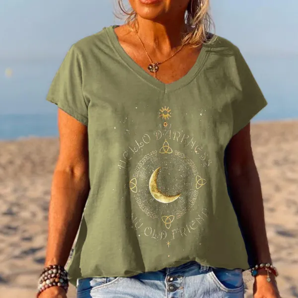 Hello Darkness My Old Friend Mysterious Moon Graphic Tees