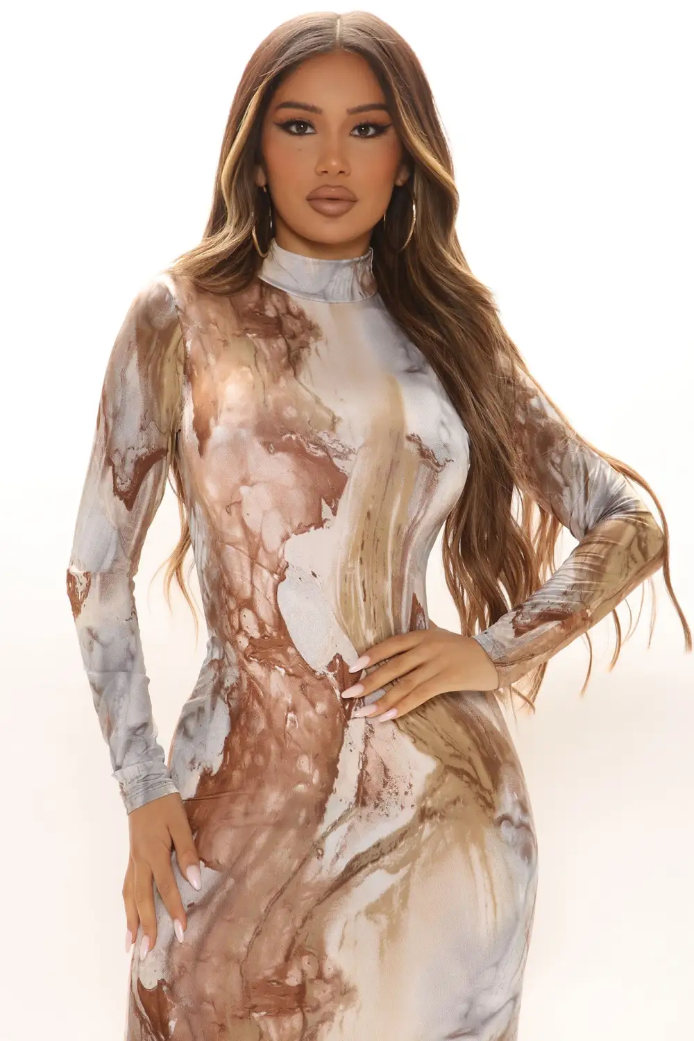 Greatest Obsession Midi Dress - Brown/combo