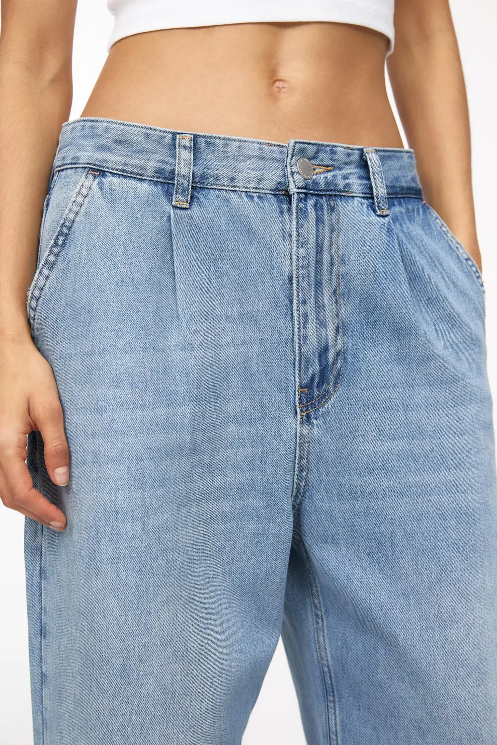 Jeans wide leg pinzas