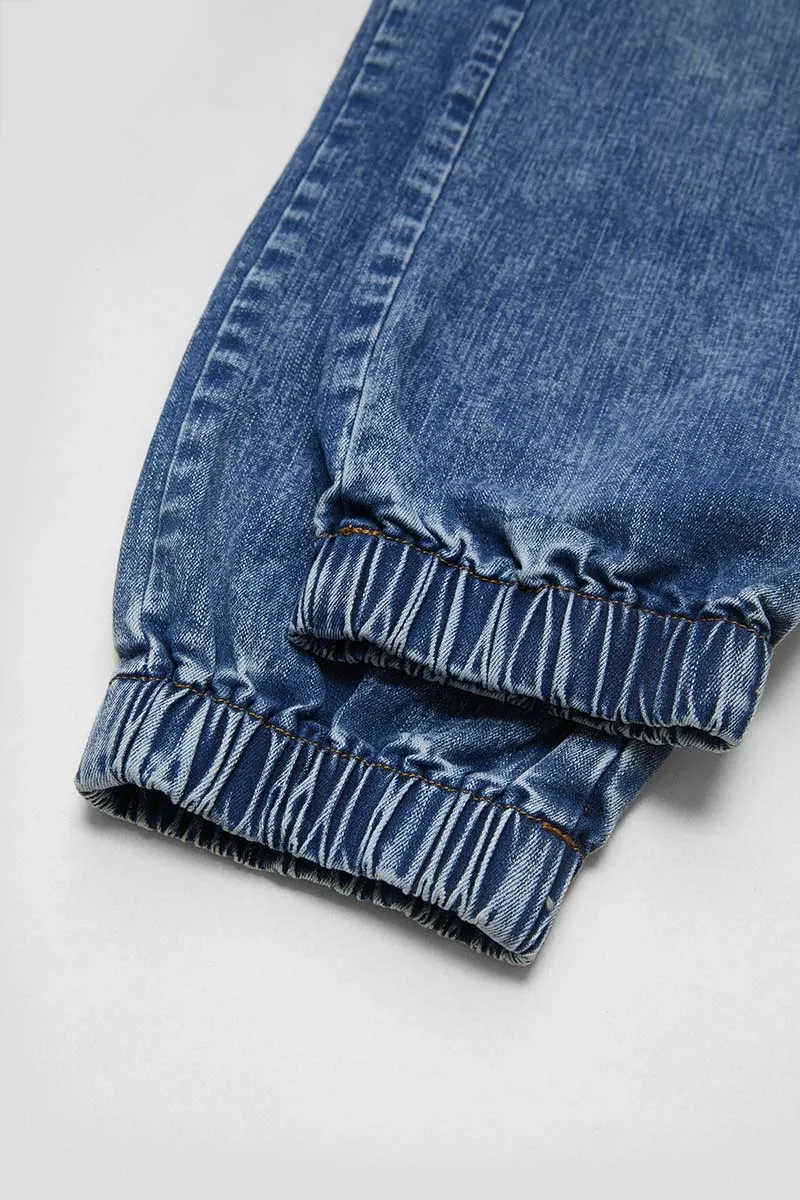 Wash Ripped Flap Pocket High Rise Cargo Jeans