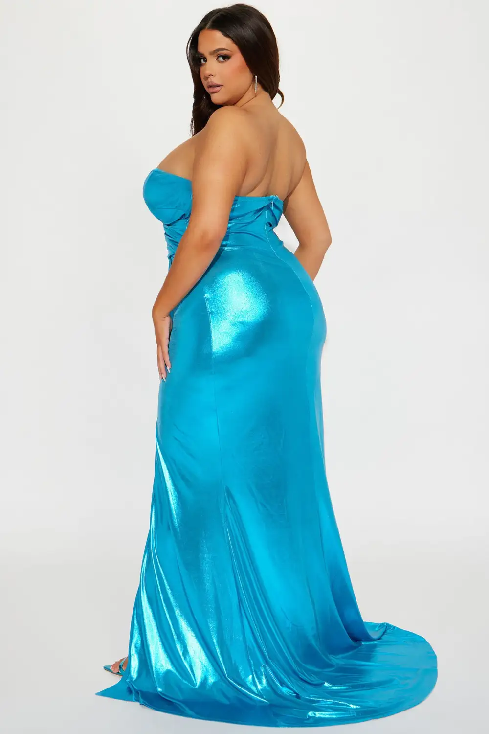 Sweet Heart Metallic Maxi Dress - Aqua