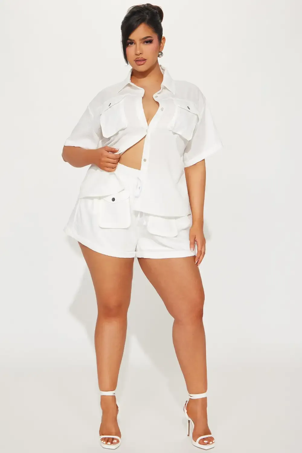 Chloe Cargo Short Set - White