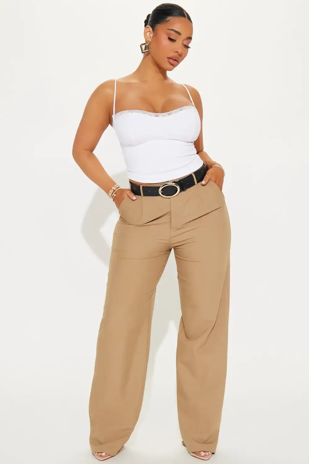 Antonia Straight Leg Trouser - Khaki