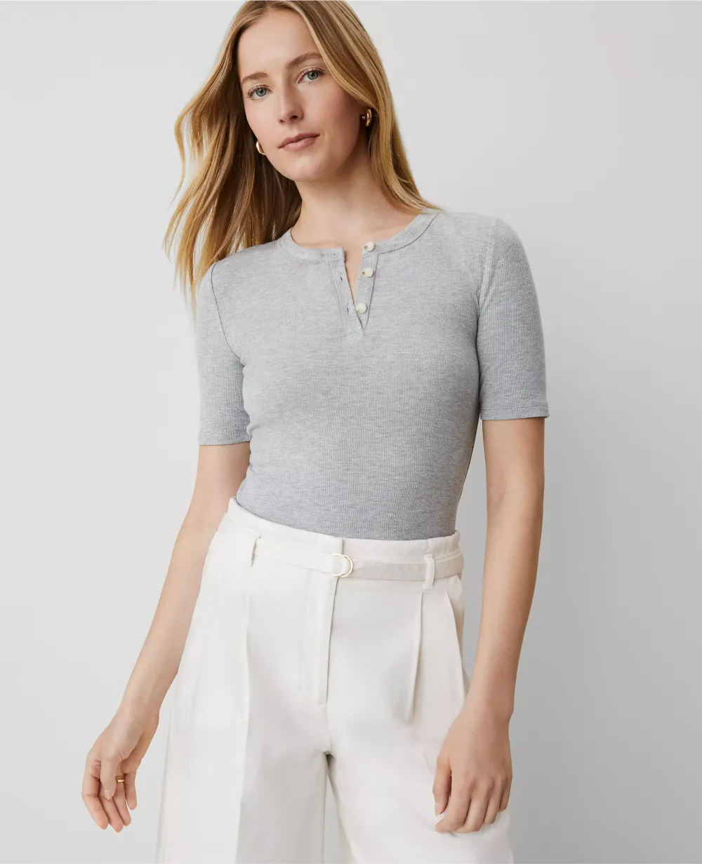 Weekend Collection Ribbed Henley Tee